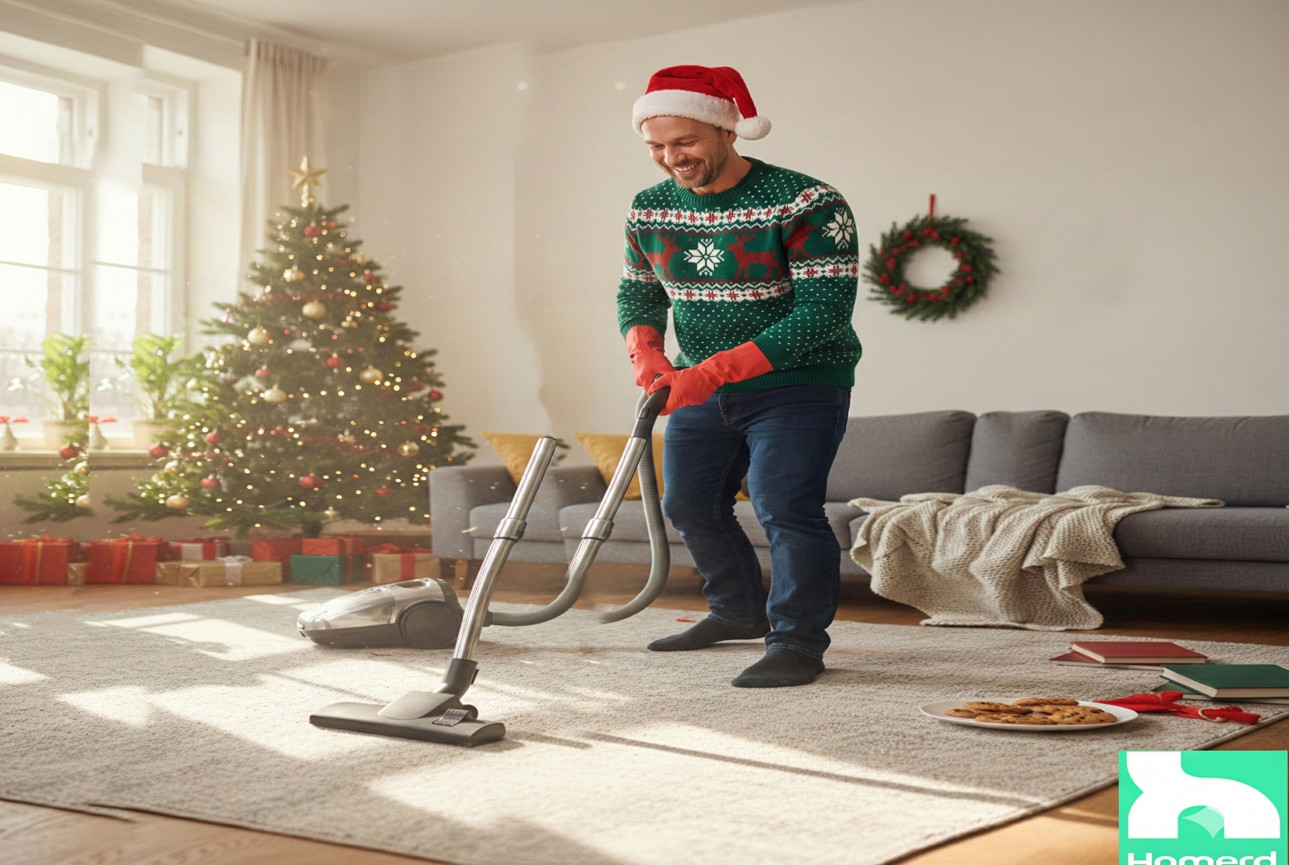 Hombre de Limpieza navideña